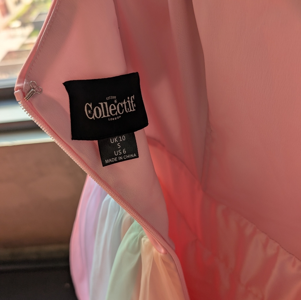 Fairy Collectif Skylar Pastel Rainbow Puff Sleeve Babydoll Swing Dress Small - Picture 4 of 14